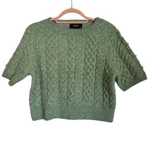 CIDER Pearl Cable Knit Short Sleeve Sweater – Size M